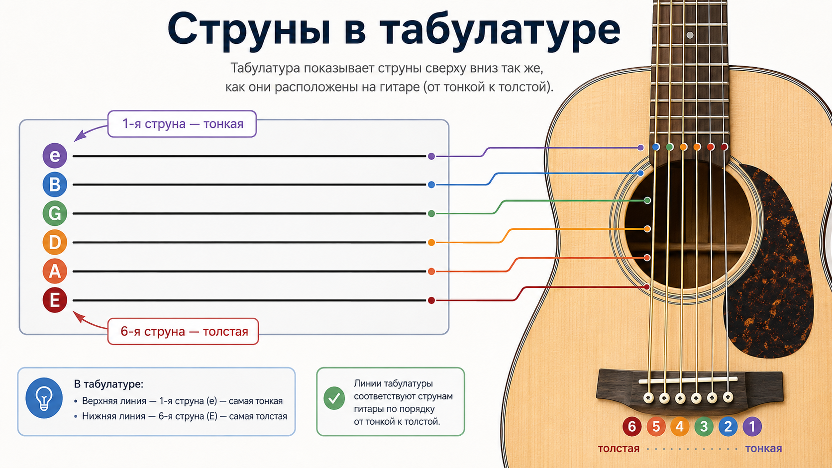 Как читать табы на гитаре: обозначения и примеры