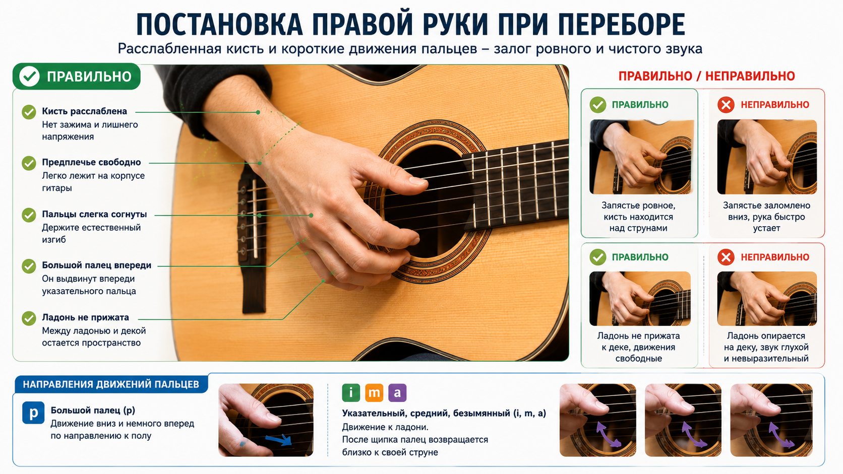 Переборы на гитаре для начинающих: схемы и техника игры