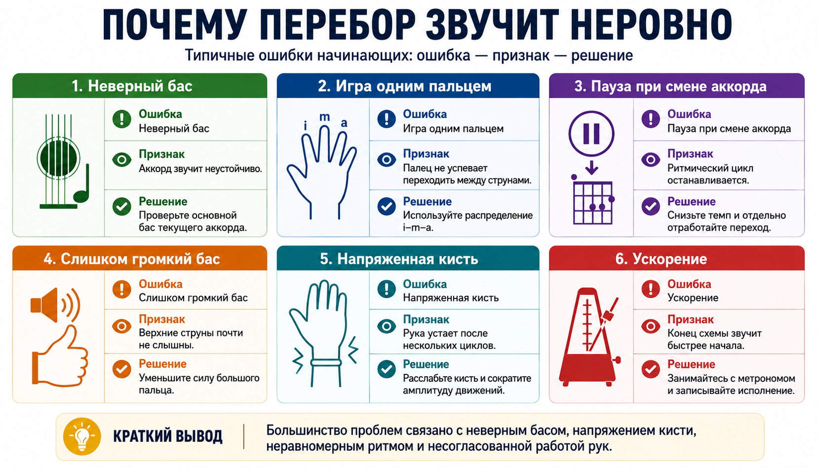Переборы на гитаре для начинающих: схемы и техника игры