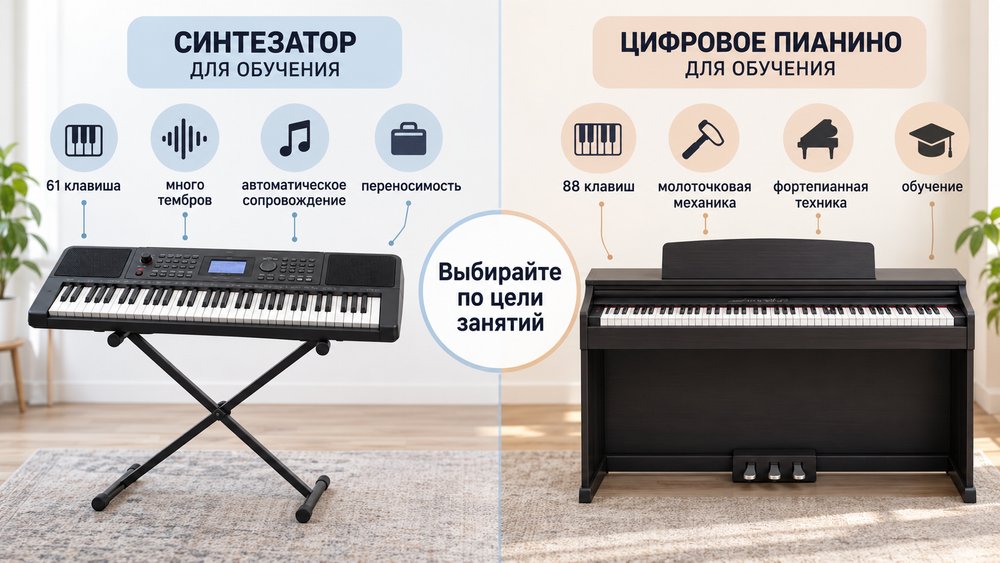 Синтезатор или цифровое пианино: что лучше выбрать для обучения